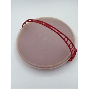 Tupperware Party Veggie Platter Divided Tray 405-1 Round Red With Handle Vintage